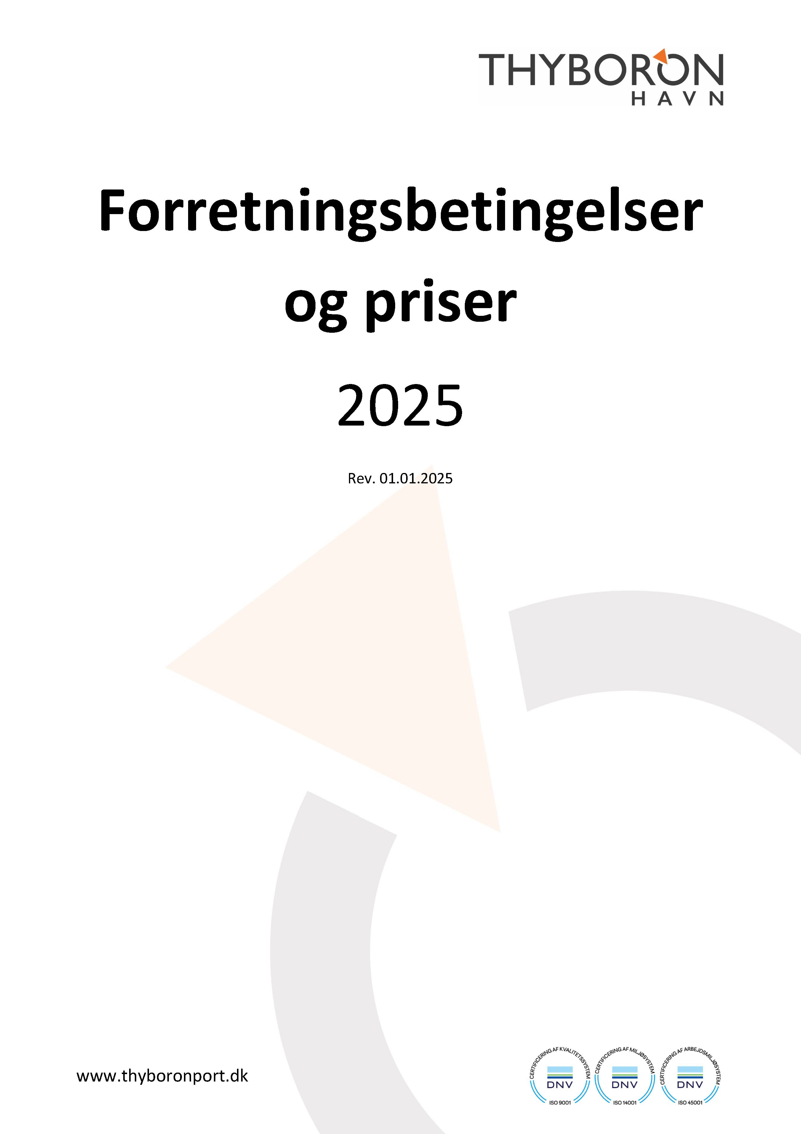 Forretningsbetingelser Og Priser 2025 DKK Thyboron Havn Opdateret Januar 2025 Side 01