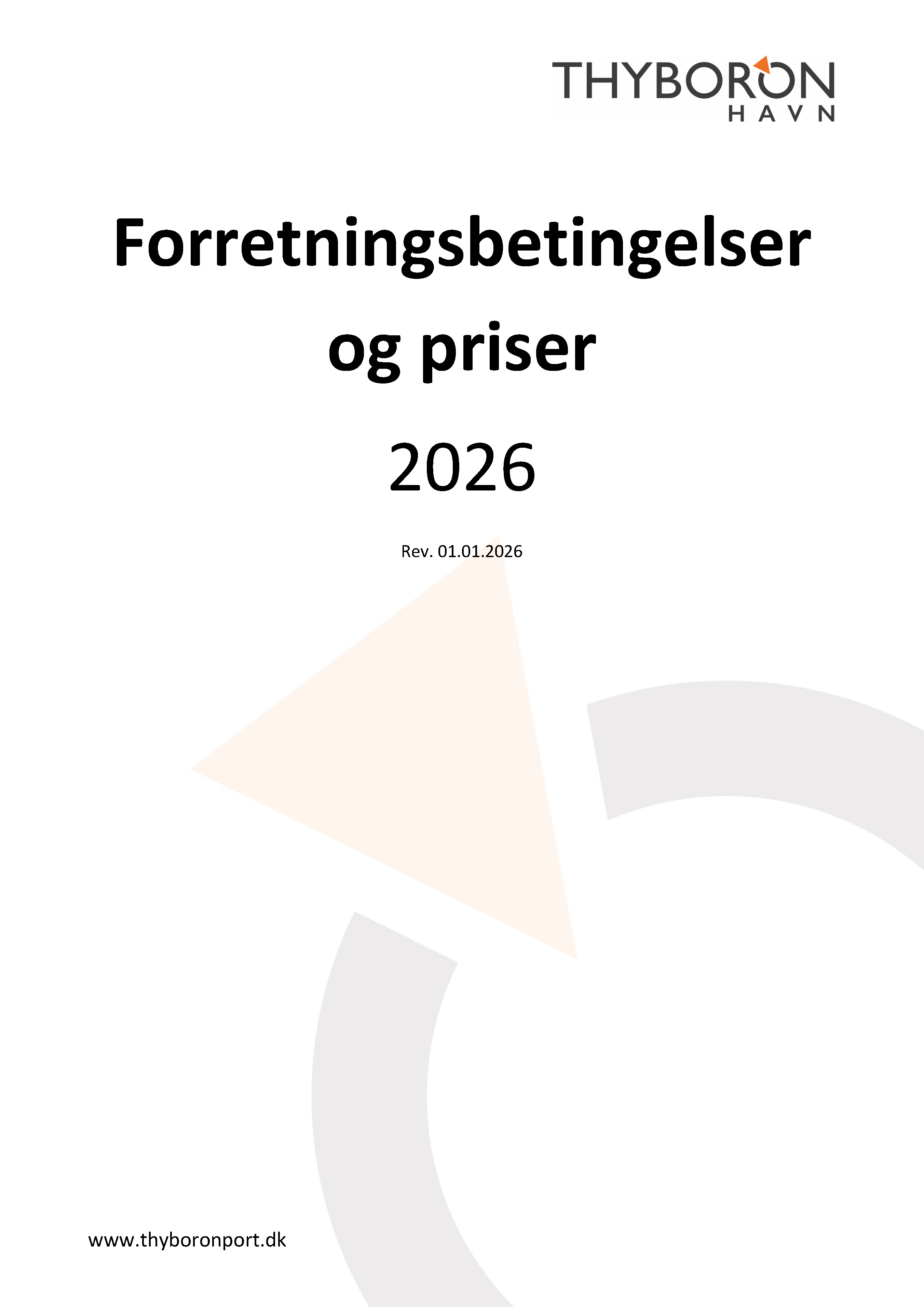 Forretningsbetingelser Og Priser 2026 DKK Thyboron Havn Opdateret Januar 2026 Side 01